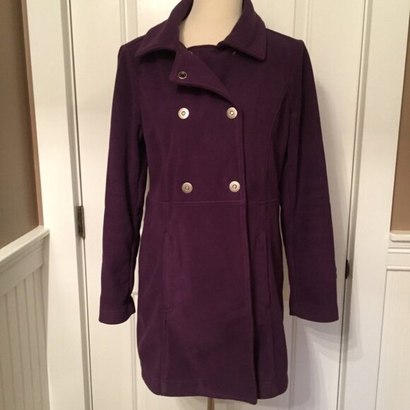 ATHLETA COAT JACKET PURPLE FLEECE SNAPS POCKETS Size M MEDIUM - Picture 3 of 8